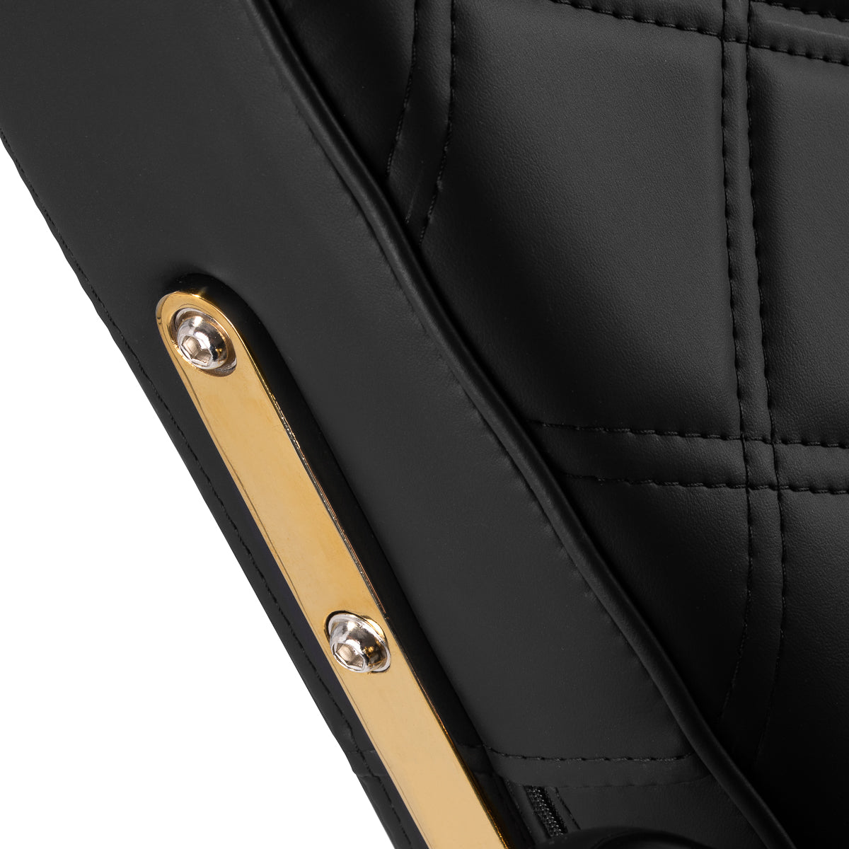 Barber chair Gabbiano Leonardo Gold Black with plush black upholstery and gold accents, designed for professional barbershops.