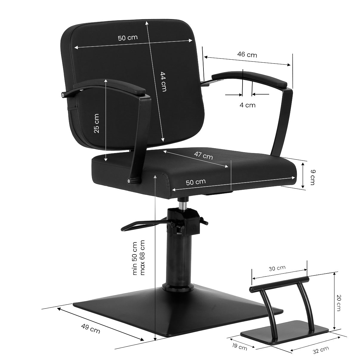 Black Hairdressing chair from Hair System Edge Noir collection with modern design and adjustable features.