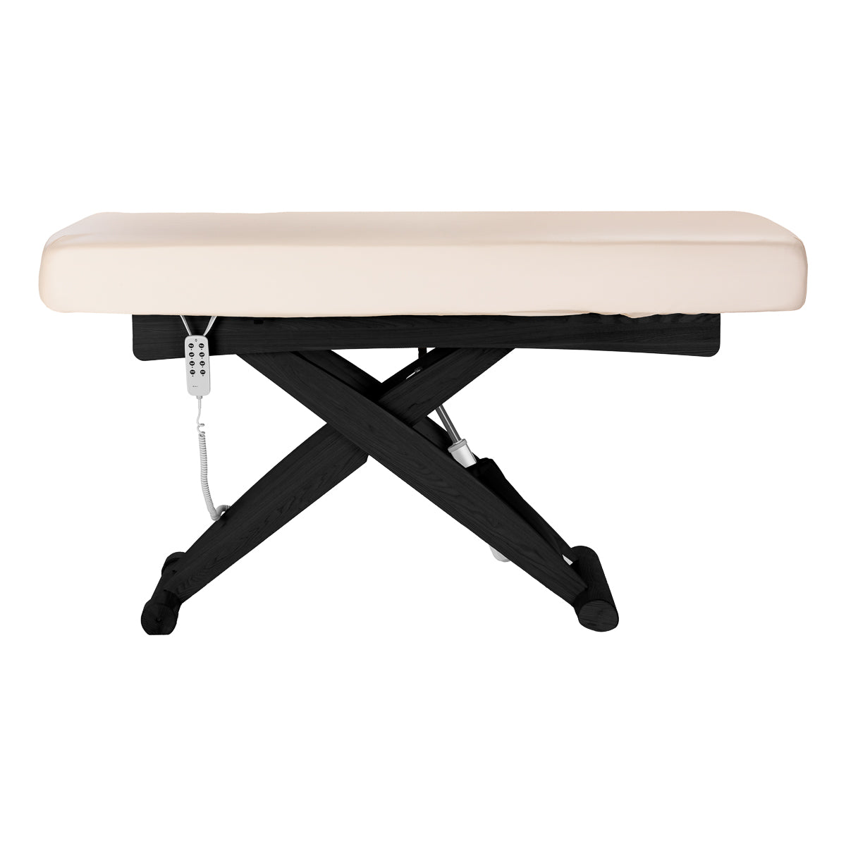 Cream SPA lounger Sillon Siesta with black base, sleek beauty salon furniture for relaxation and professional spa treatments.