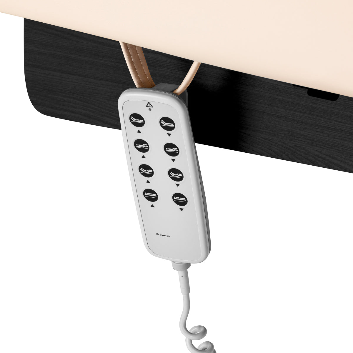 Cream SPA lounger Sillon Siesta with black base for beauty salon furniture, showcasing a comfortable, modern design.