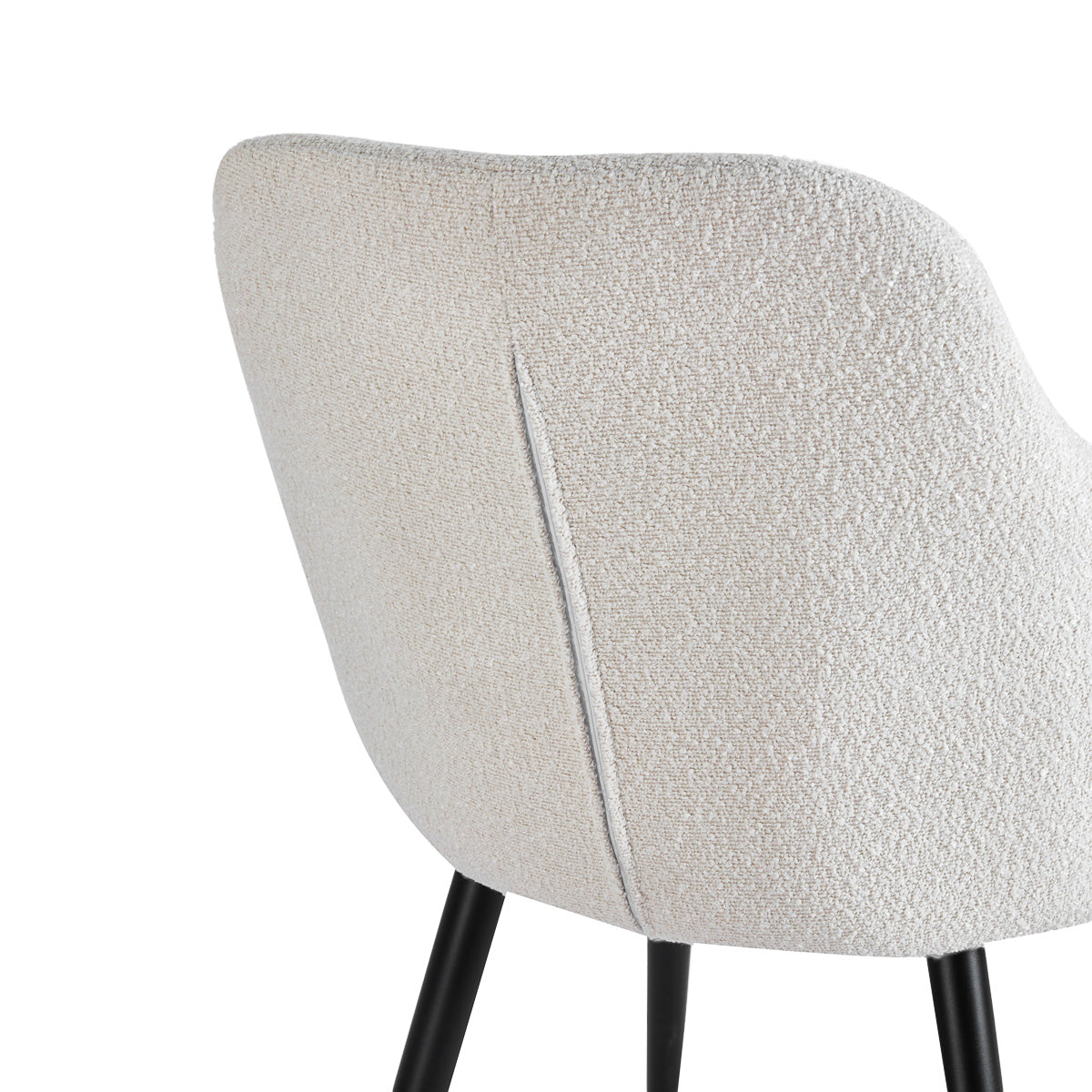 4RICO Intra white sherpa chair with rounded backrest and black metal legs