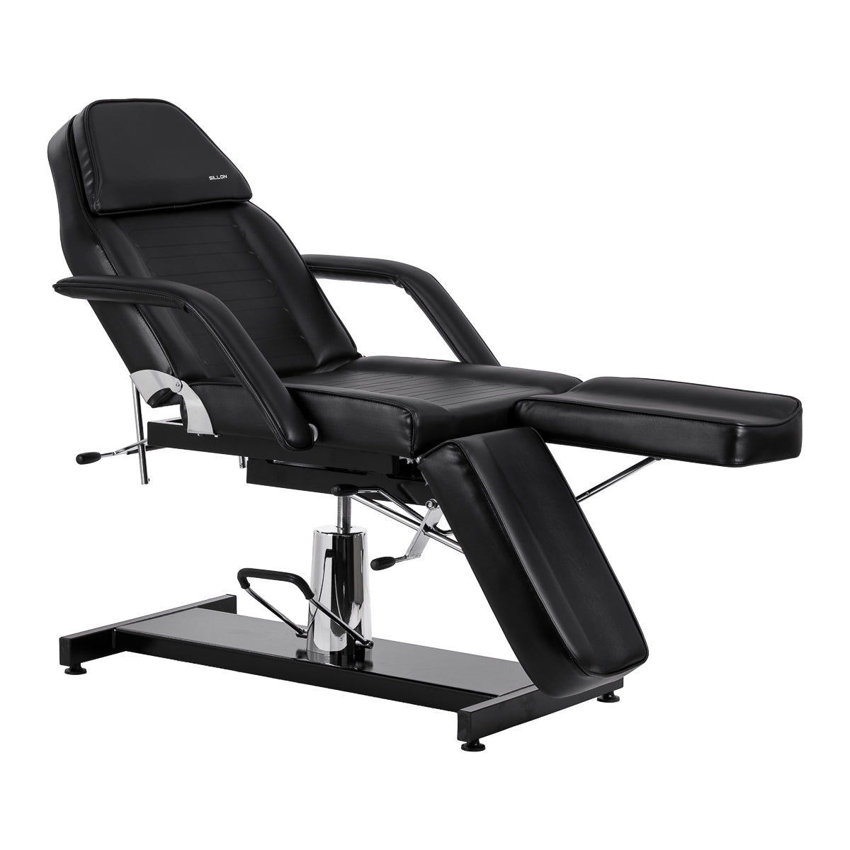 Sillon 210 salon chair with split footrest and black upholstery