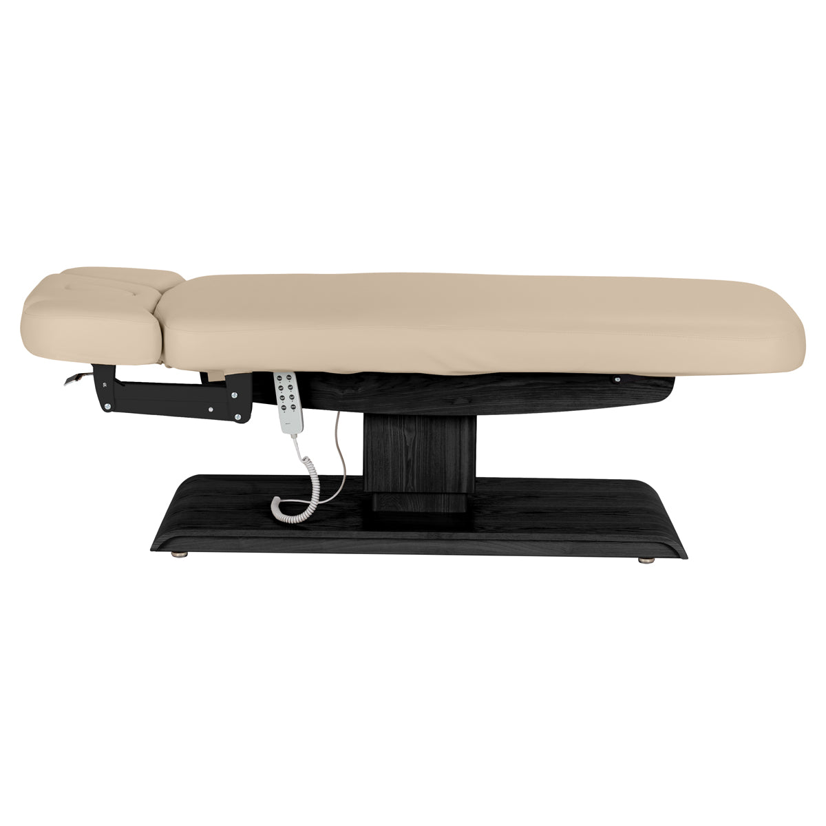 Lettino SPA Elettrico Sillon Relax – Beige, Base Nero · Vista laterale