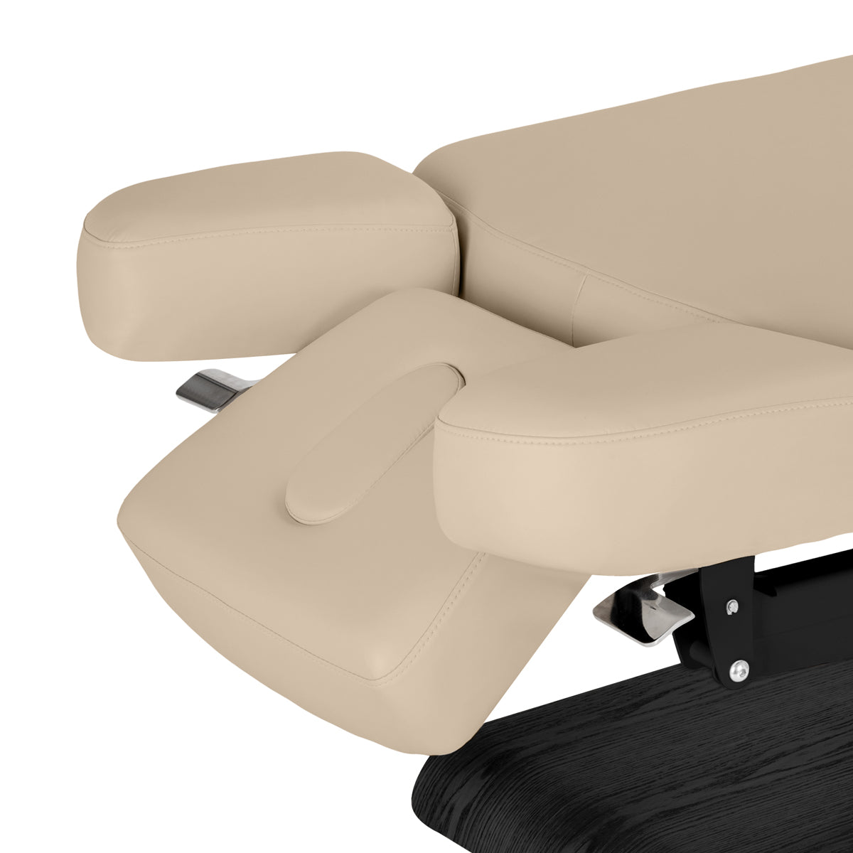 Lettino SPA Elettrico Sillon Relax – Beige, Base Nero · Lati del poggiatesta