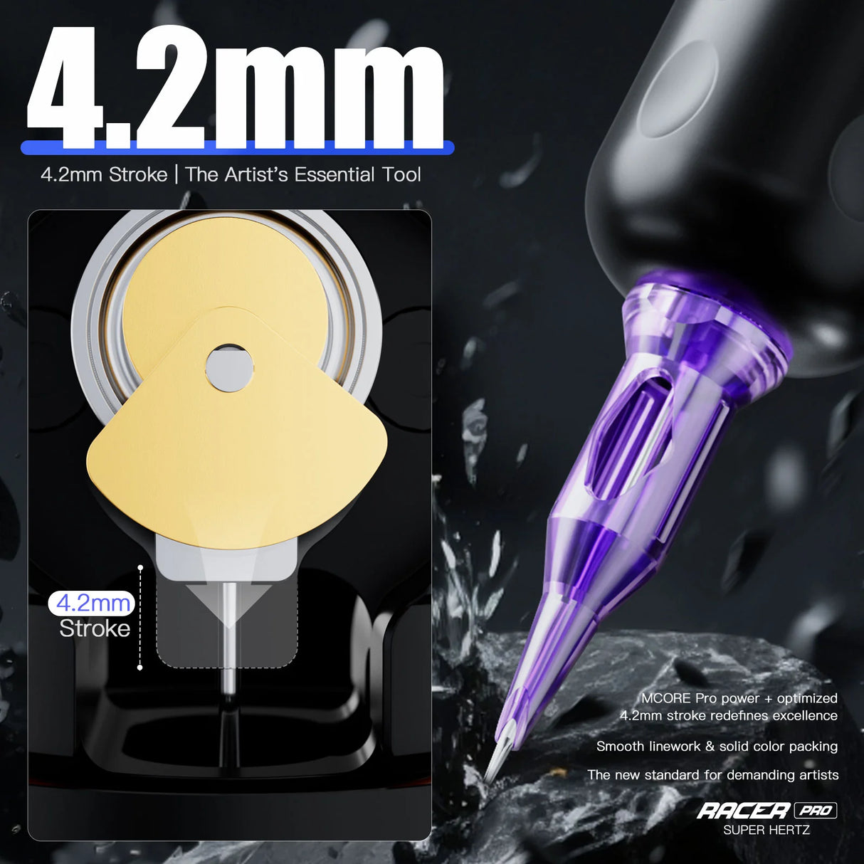 Penna per tatuaggi senza fili Mast Racer Pro rosa corsa 4,2 mm corsa