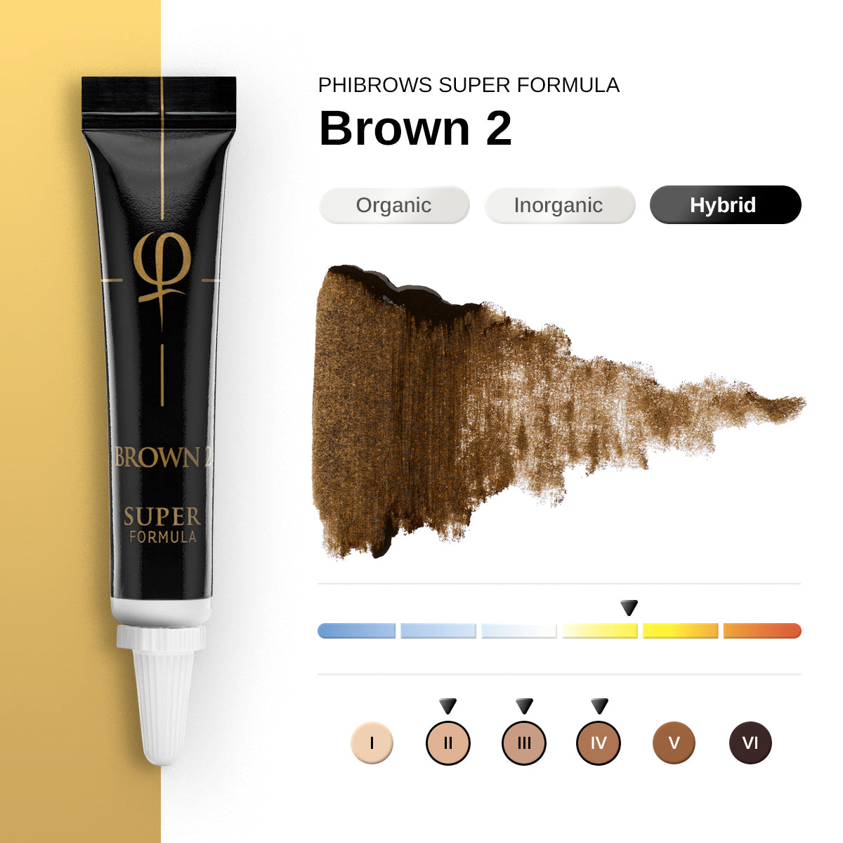PhiBrows SUPER Brown 2 PMU & Microblading Pigment 5ml — shade and colour information