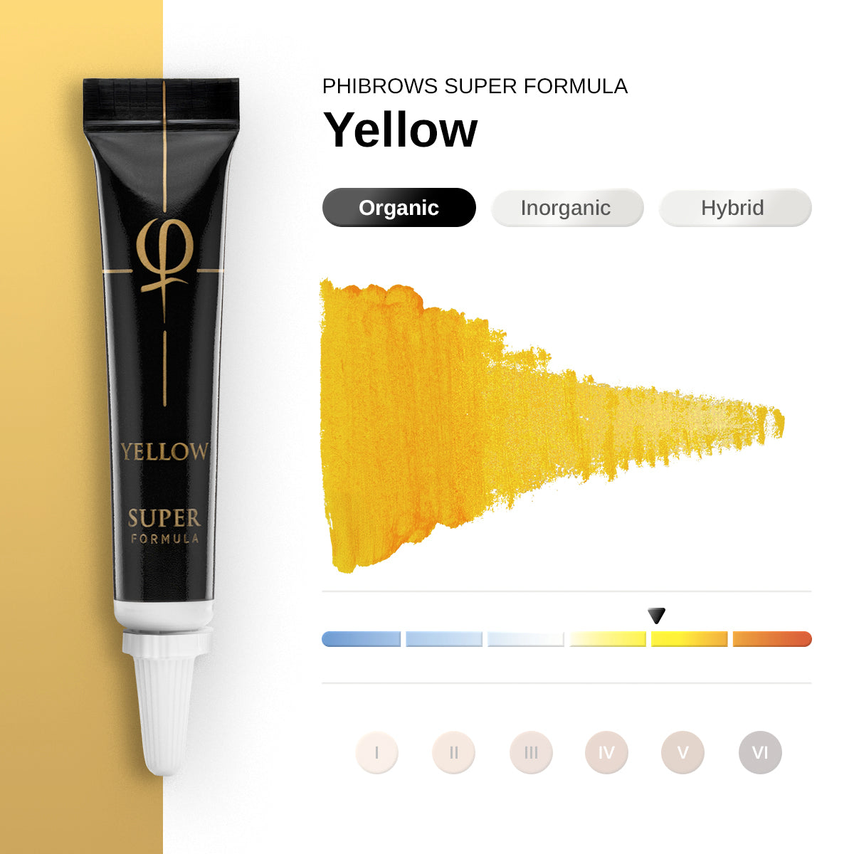 PhiBrows SUPER Yellow PMU & Microblading Pigment 5ml — shade and colour information