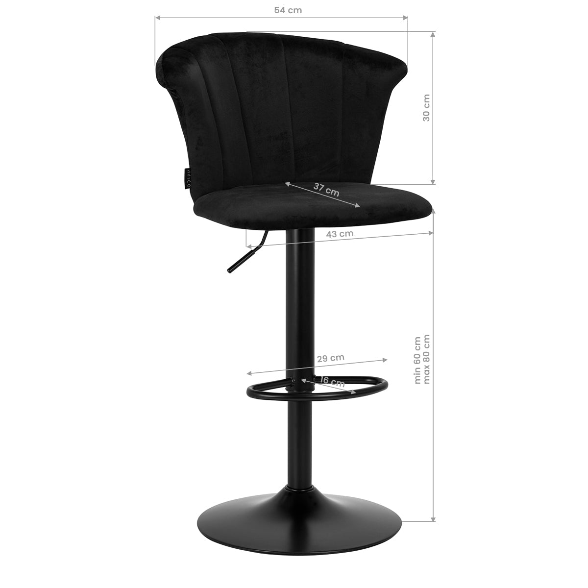 4Rico Bar Hocker QS-B801 black velvet - BVShop