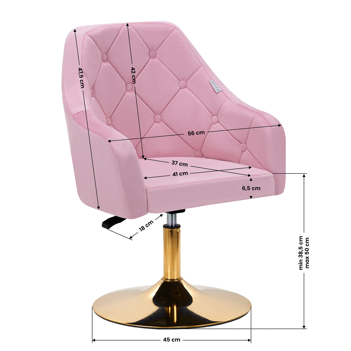 4Rico swivel chair QS-BL14G pink - BVShop