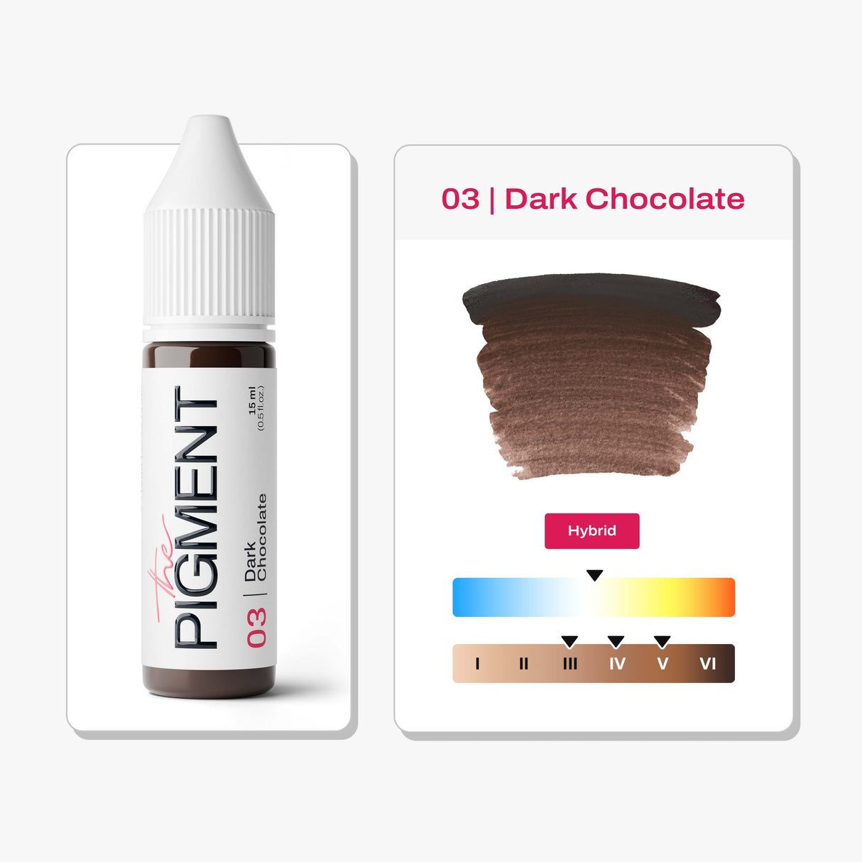 The Pigment 03 Dark Chocolate product details for neutral-warm dark brown PMU pigment