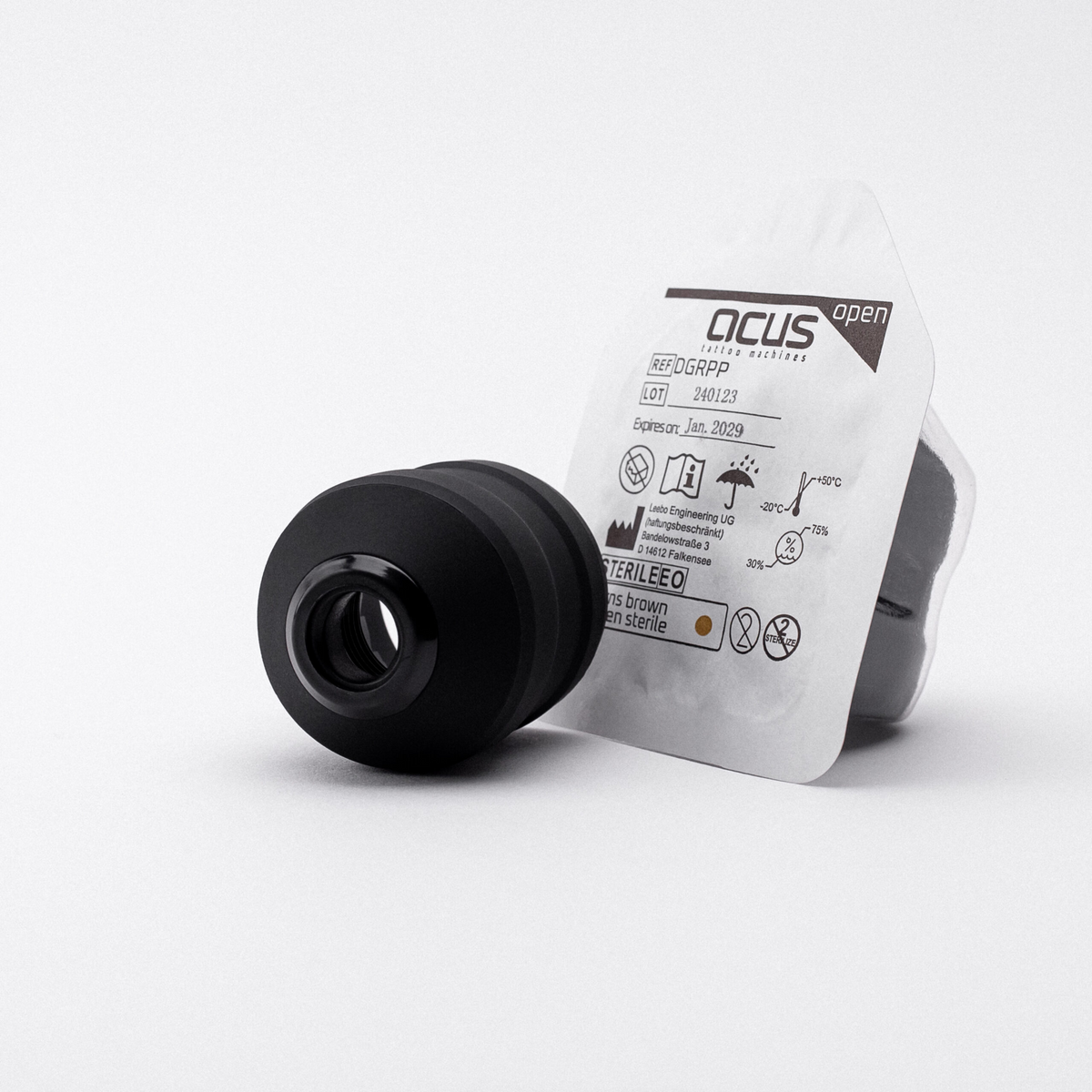 ACUS M1 Grip Plus Impugnatura Monouso Per Tatuaggi Nera 40mm — impugnatura con confezione sterile individuale