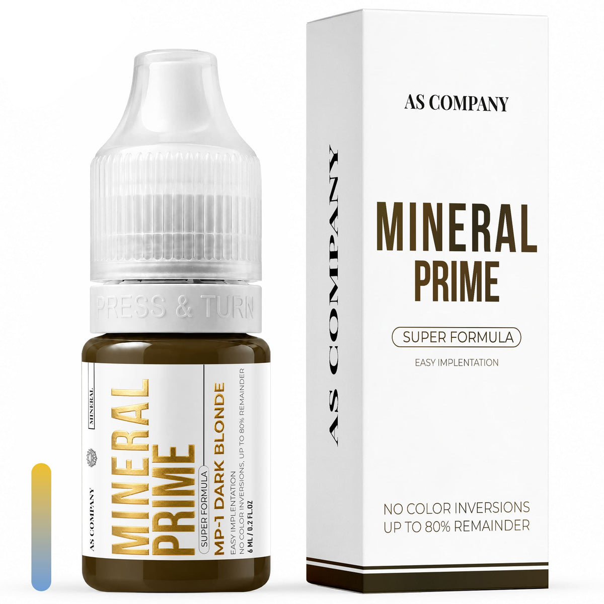 AS Company Mineral Prime MP1 Dark Blonde 6ml PMU pigment with packaging