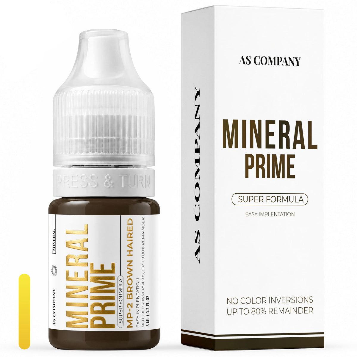 AS Company Mineral Prime MP2 Brown Haired 6ml PMU pigment with packaging