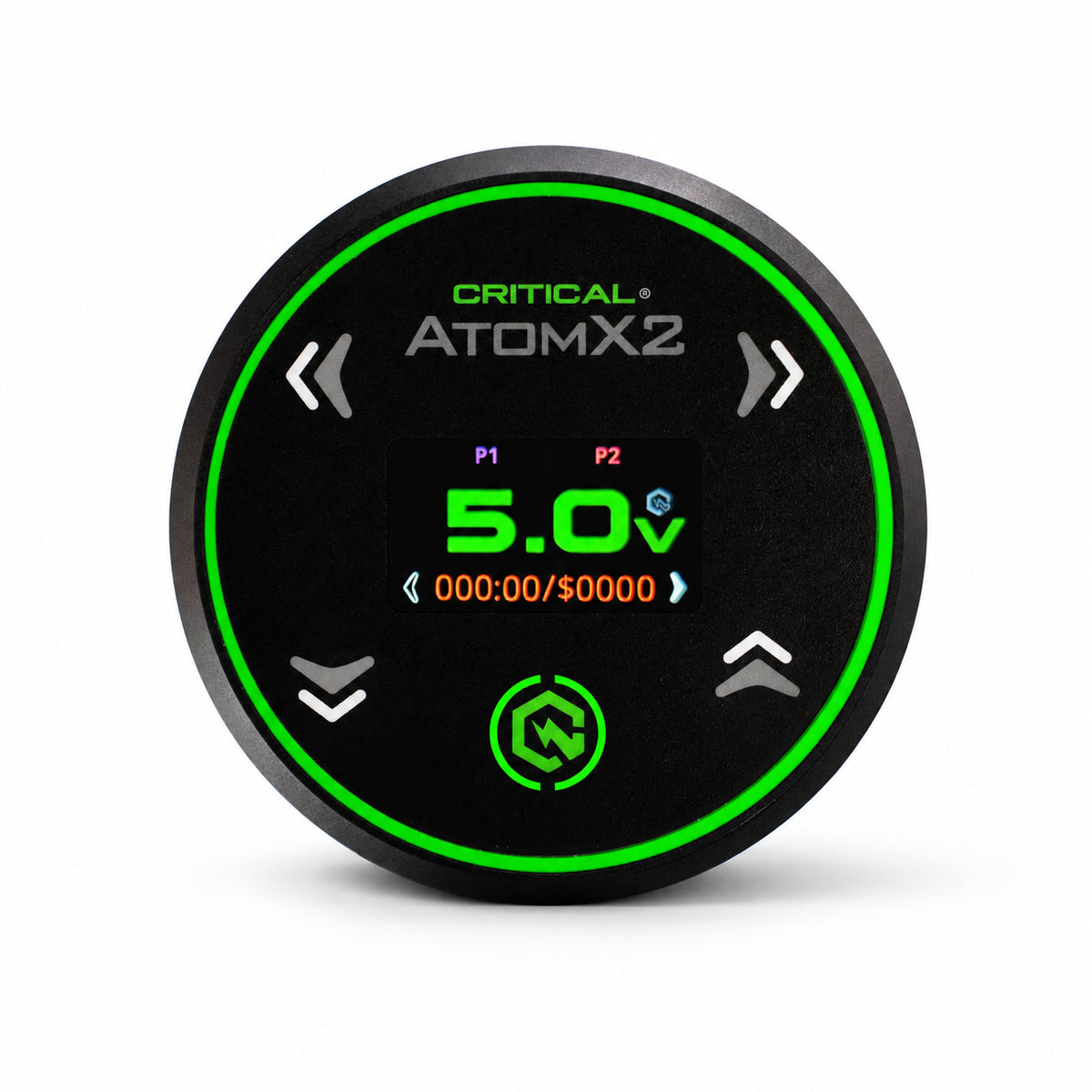 Critical Tattoo Atom X2 Alimentatore Nero — vista frontale
