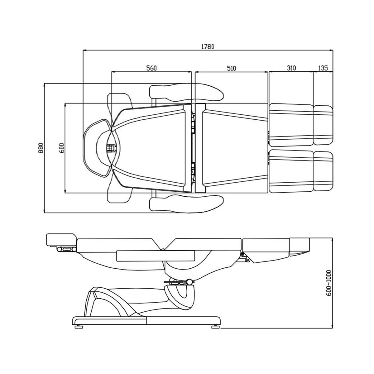 Electric cosmetic chair azzurro 869as pedi 5 motor rotary white - BVShop