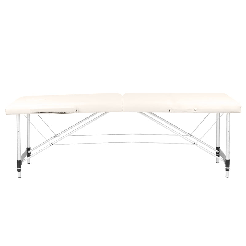Folding massage table, aluminum comfort, 2-section cream - BVShop