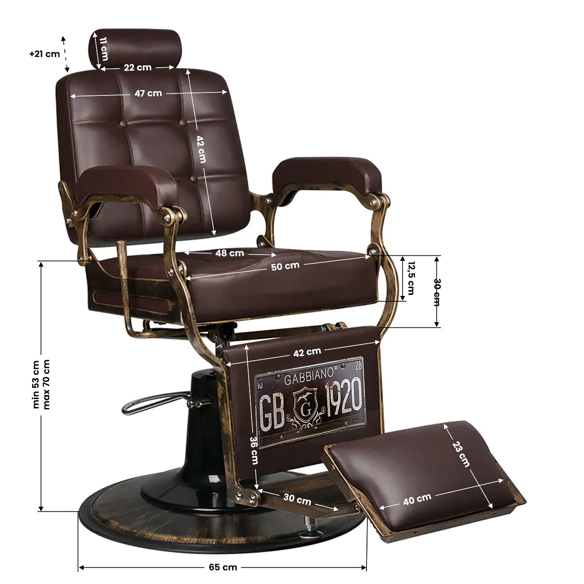 Gabbiano barber chair Boss brown - BVShop
