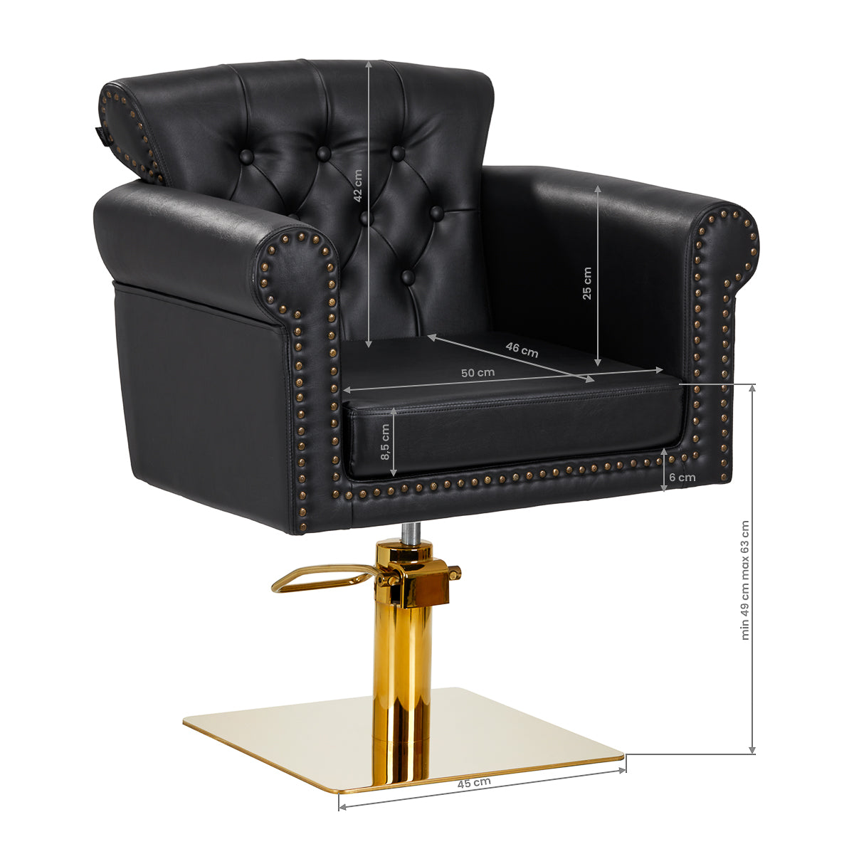 Gabbiano Berlin hairdressing chair, black and gold - BVShop