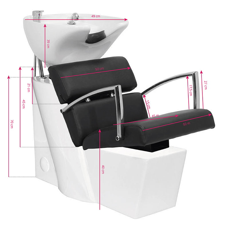 Gabbiano hairdresser wash unit Brussels black - BVShop