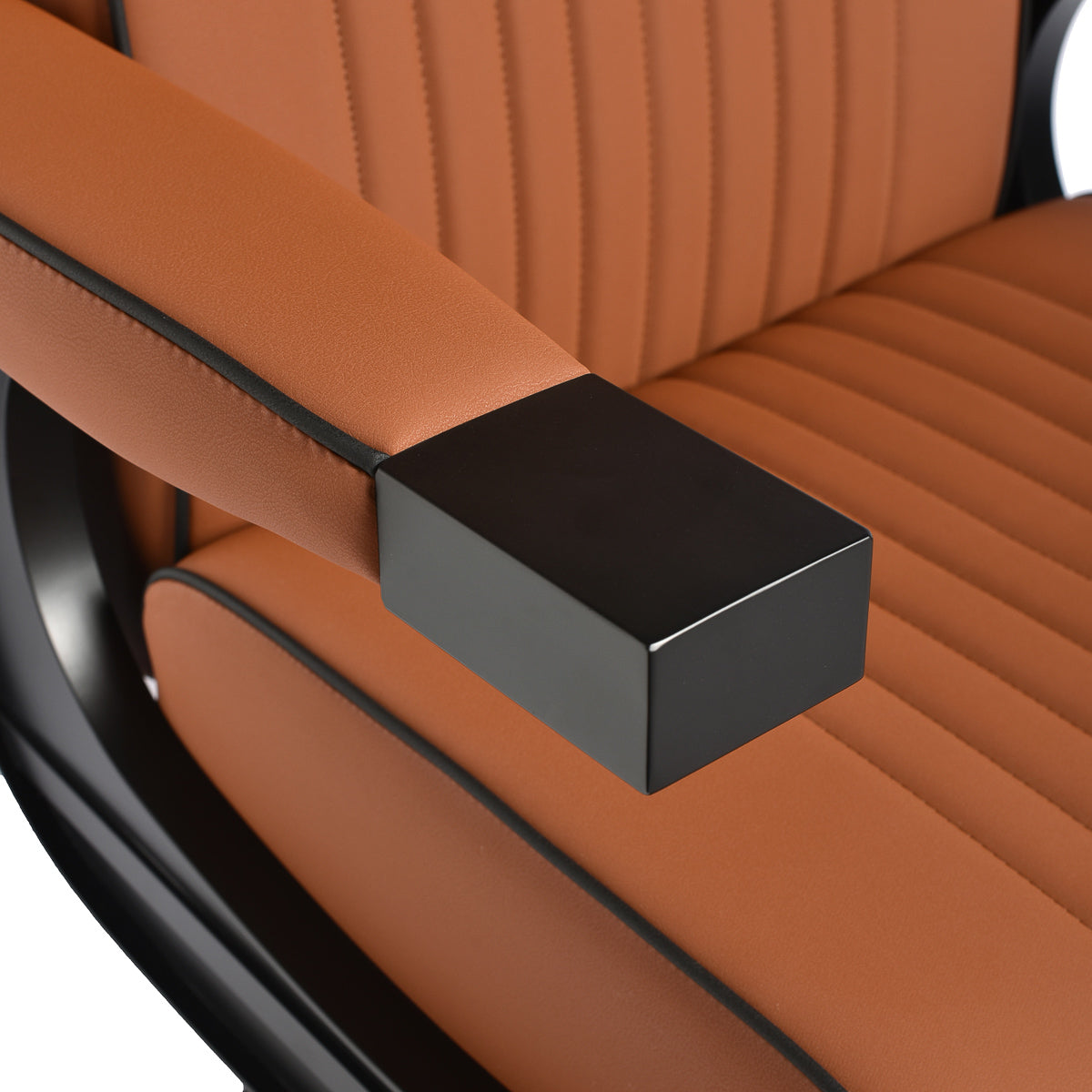 Gabbiano Levi barber chair with black frame brown without stitching at the back - BVShop