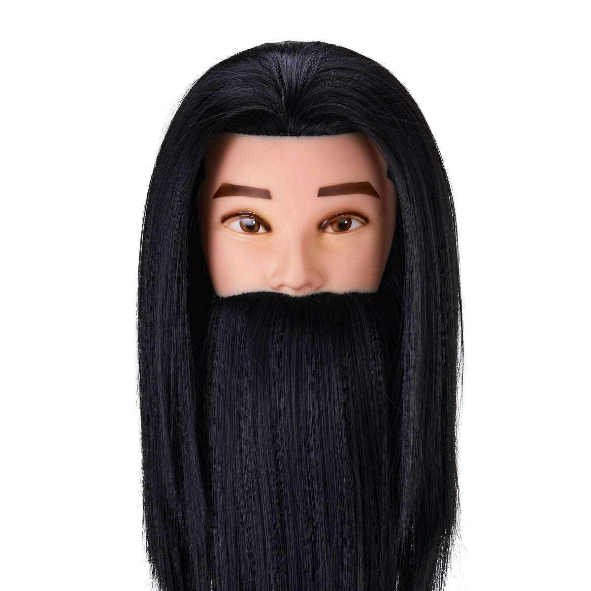 Gabbiano WZ4 training head with beard, synthetic hair, color 1#, length 8"+6" - BVShop