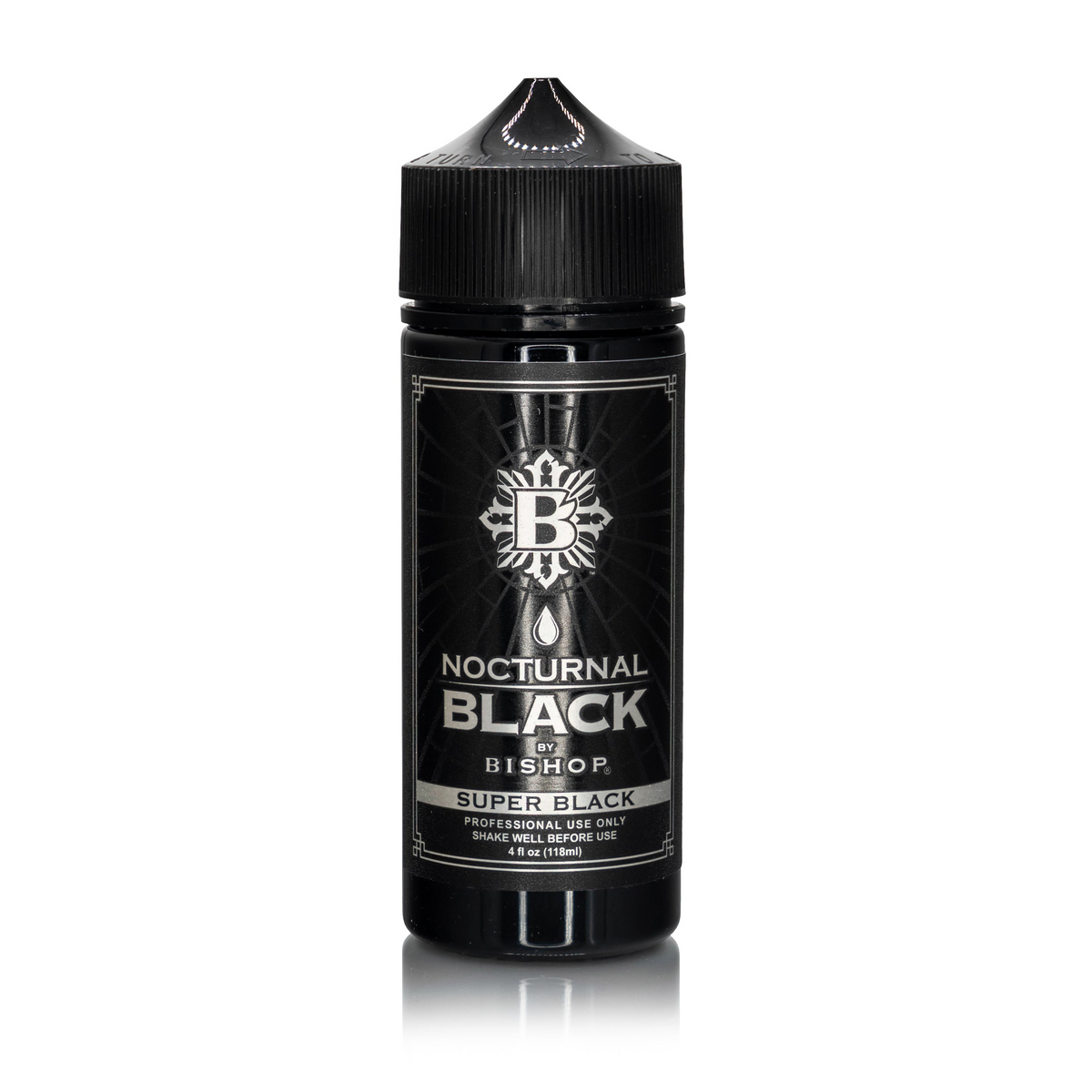Nocturnal By Bishop Super Black 118ml — flacone su sfondo bianco
