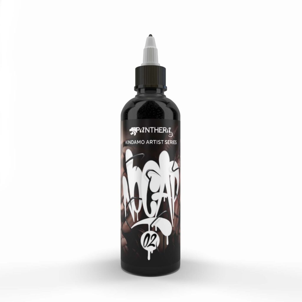 Panthera X Kindamo No Cap 02 Pigmento Per Tatuaggi 150ml — flacone su sfondo bianco