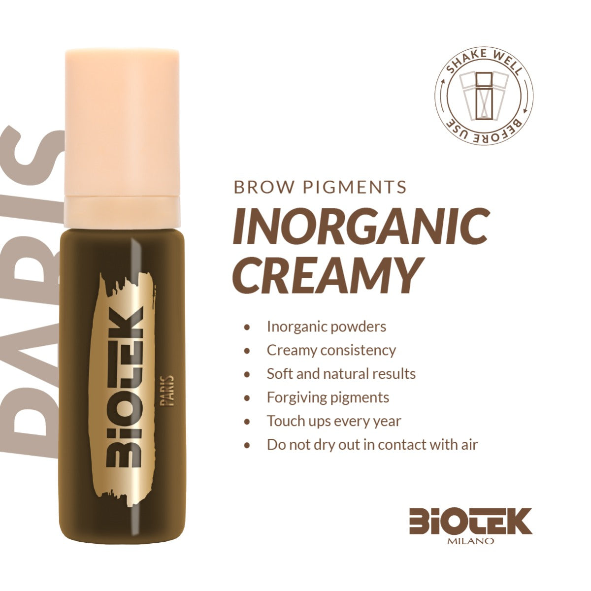 Biotek Paris Pigments 15ml bottle with colorful pigments in a clear container, showcasing vibrant shades for artistic use.