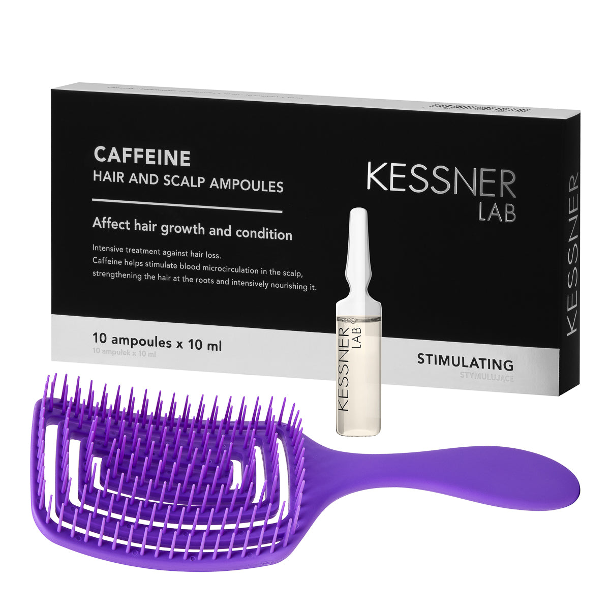 Set Flexible Hair Brush O-327 purple and Kessner Lab Caffeine Ampoules - BVShop