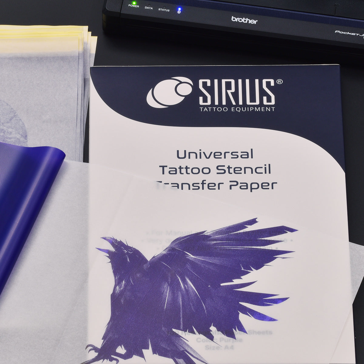 Sirius SIRIUS Tattoo Stencil Transfer Paper Universal, white sheets with grid markings for easy tattoo stencil transfer.