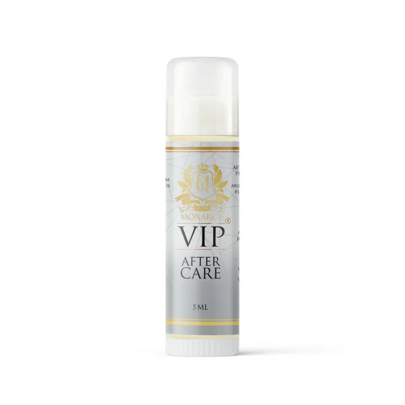 Skin Monarch VIP Aftercare Balm 5ml jar, smooth cream for skincare recovery and hydration, in a sleek container.