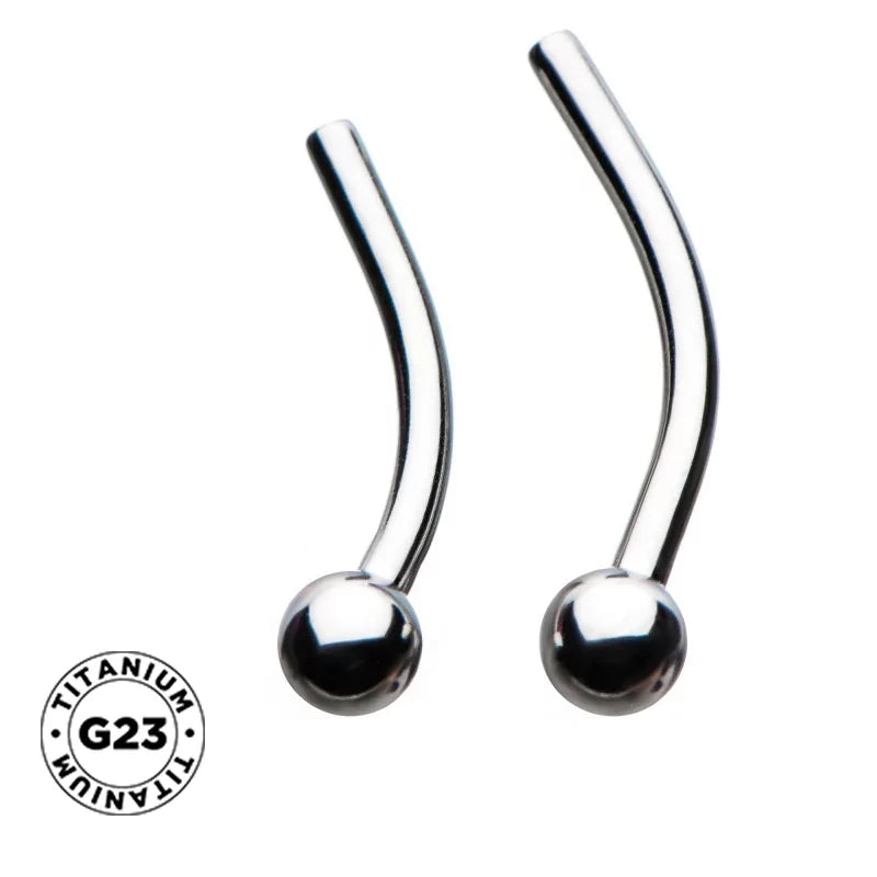 Labret Curvo a Spinta in Titanio