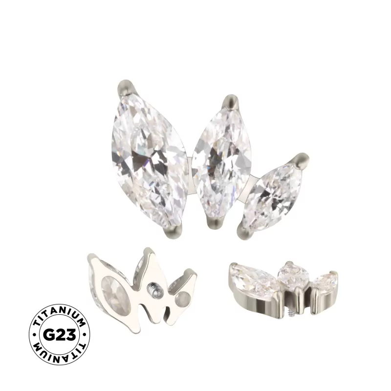 Anello in titanio con marquise disposte