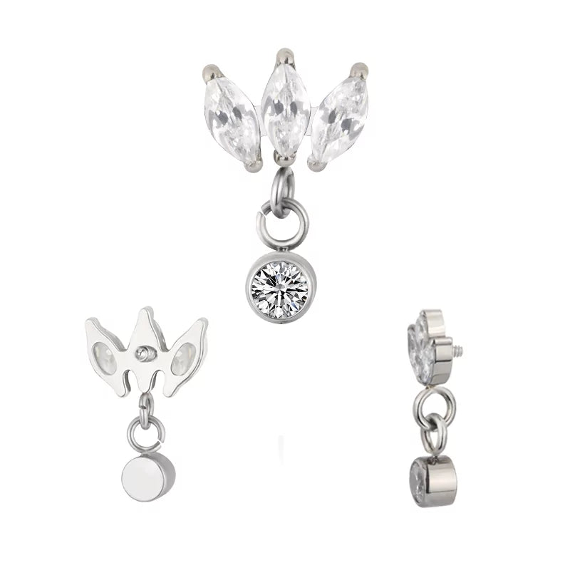 Anello in titanio con castone a marquise