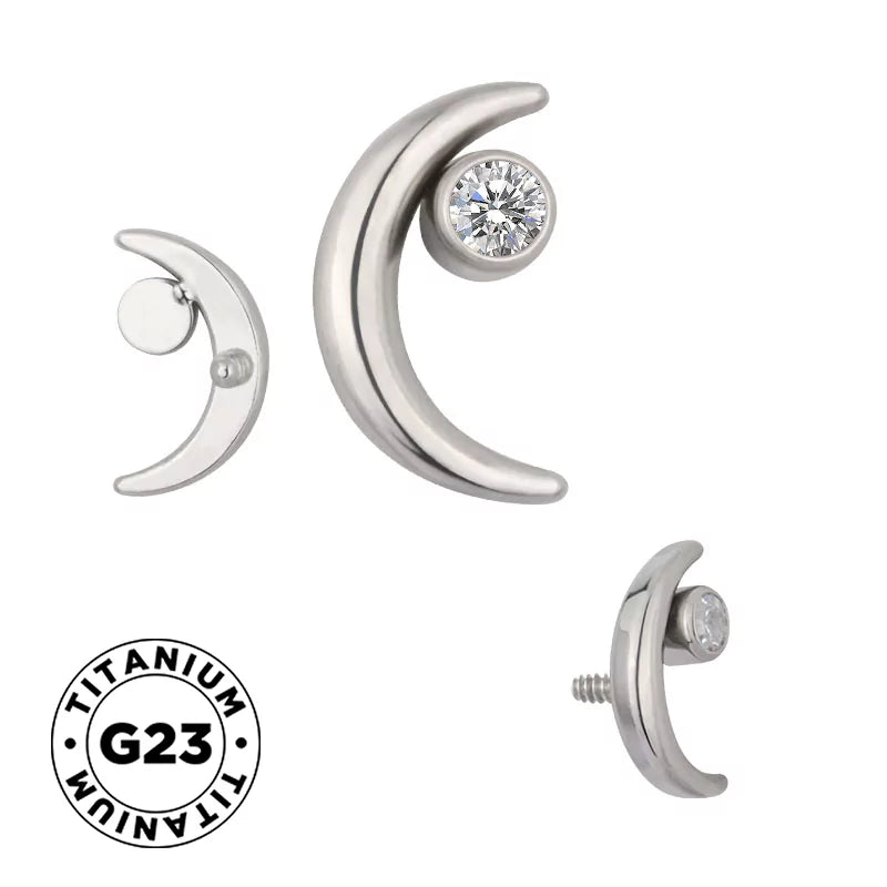 Anello in titanio con castone a luna