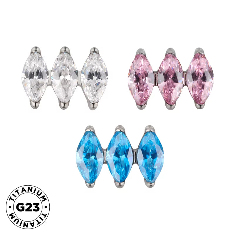 Anello in titanio parallelo marquise