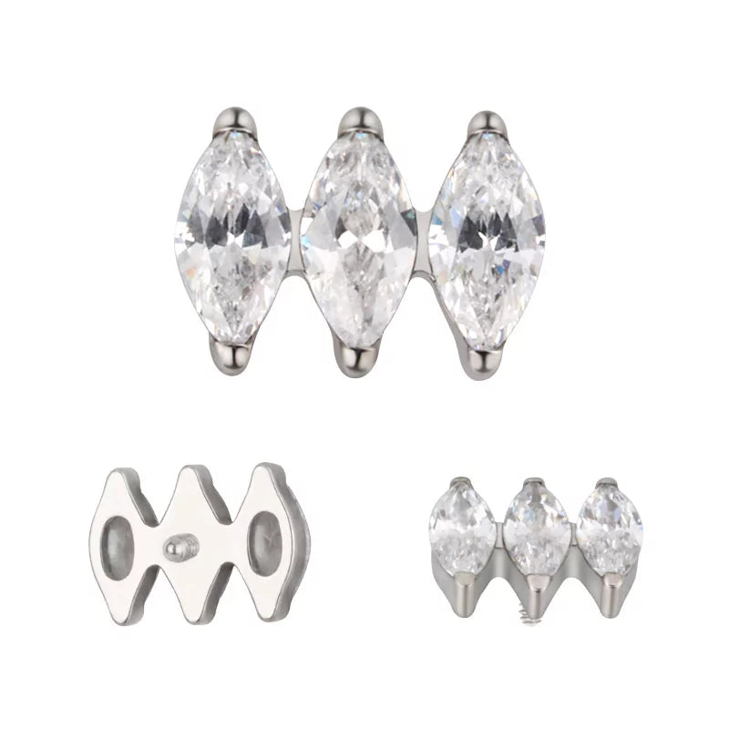 Anello in titanio parallelo marquise