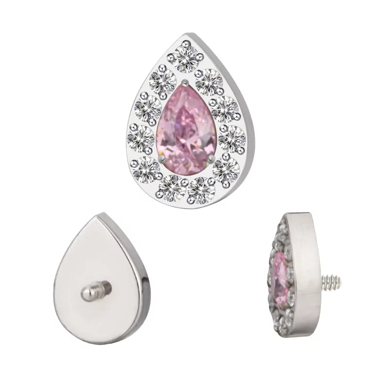 Anello in titanio con pavé a forma di pera