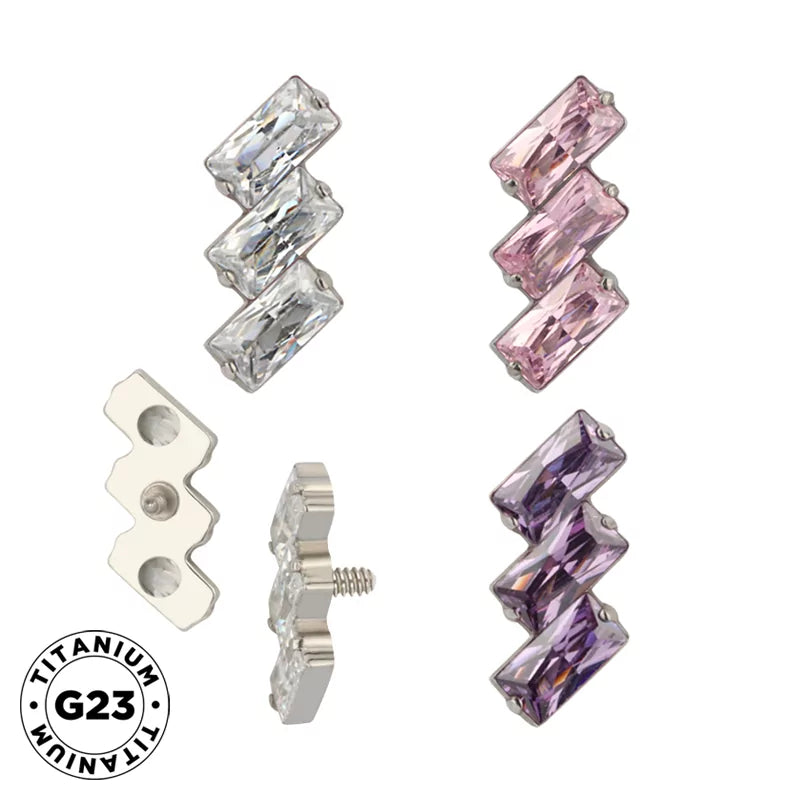 Punte per Anello in Titanio 3 Cornici Rettangolari