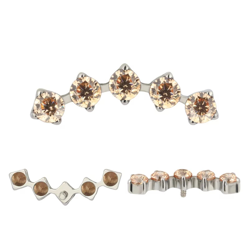 Punte per Anello in Titanio con Castone a 5 Punte in Zirconia