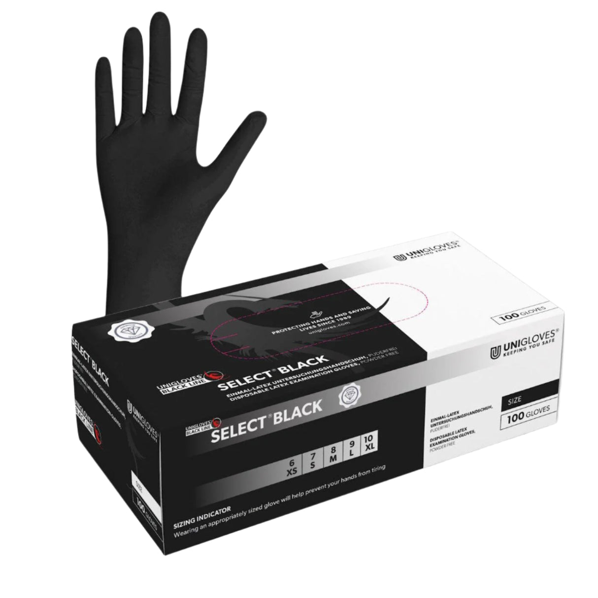 SELECT BLACK Latex Gloves - Special Edition 100pcs S/M/L/XL - BVShop