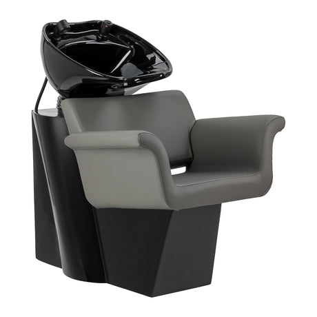 Gabbiano Lucca grey hairdressing wash unit with sink and adjustable chair for professional salon use
