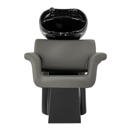 Grey Gabbiano Lucca hairdressing wash unit with sink and chair, designed for professional salon use.