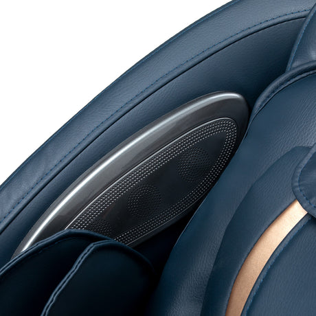Sakura 3D Sakura Maximus 809 grey-blue massage chair with padded upholstery and built-in massage rollers, designed for comfort and relaxation.