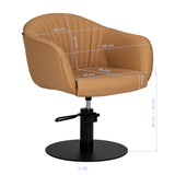 Gabbiano Copenhagen caramel hairdressing chair dimensions view