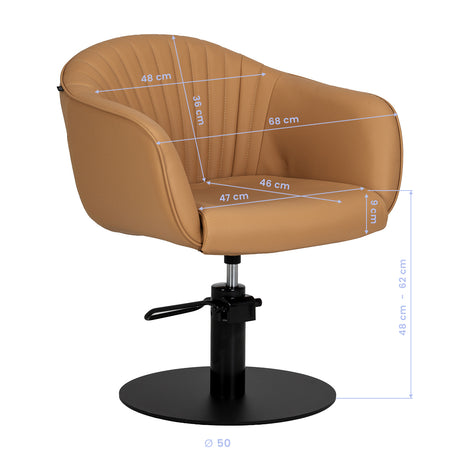 Gabbiano Copenhagen caramel hairdressing chair dimensions view