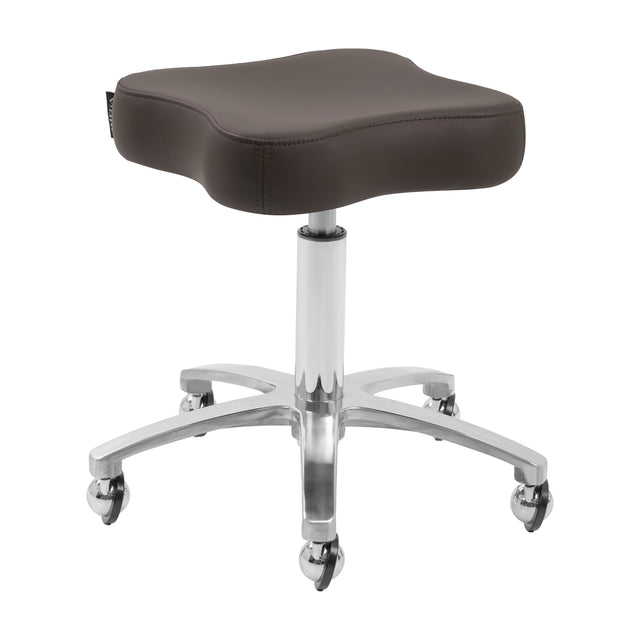 Omega Supremo swivel stool in brown with a modern design, featuring a cushioned seat and sturdy metal base.