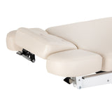 Cream-colored SPA lounger Sillon Relax with black base, designed for beauty salon furniture, comfortable and stylish.