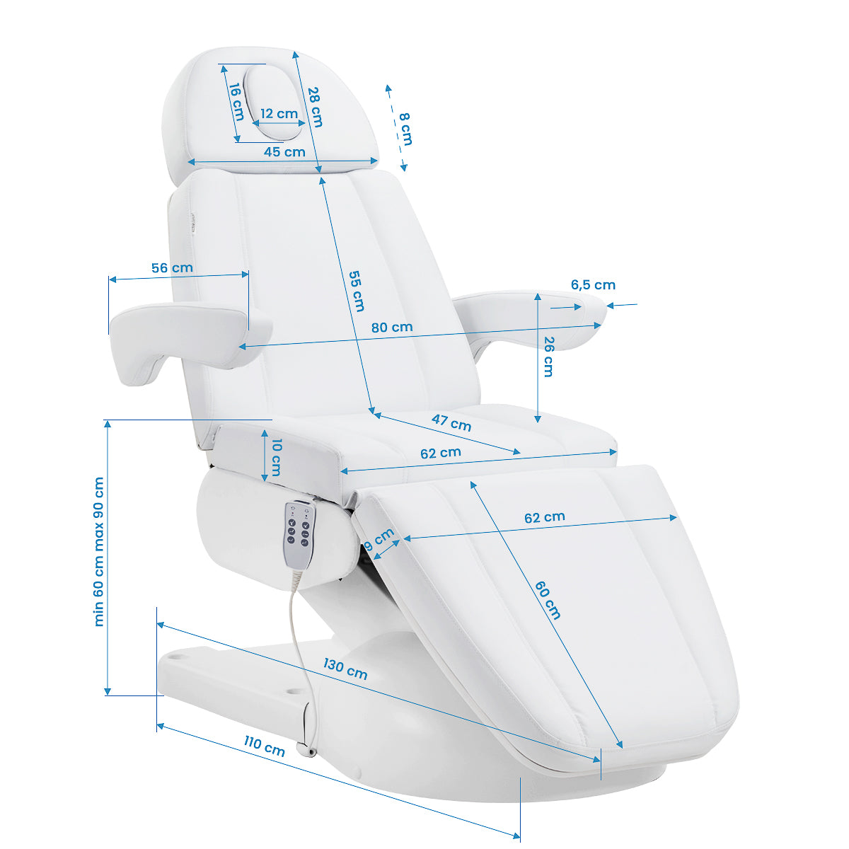 Azzurro Lux cosmetic chair 3m white - BVShop