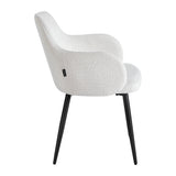 4RICO Intra white sherpa chair with rounded backrest and black metal legs